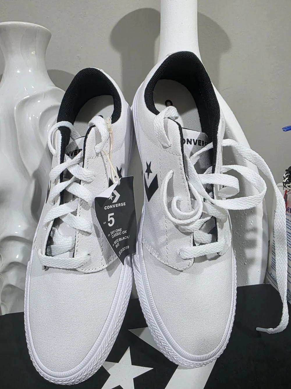 Converse Kids' White & Black Low-Top Canvas Sneakers